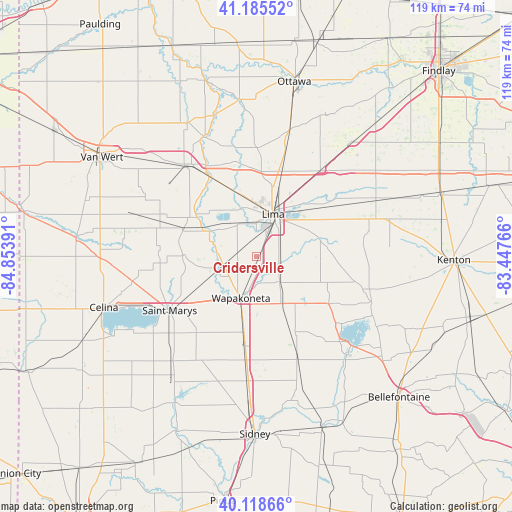 Cridersville on map