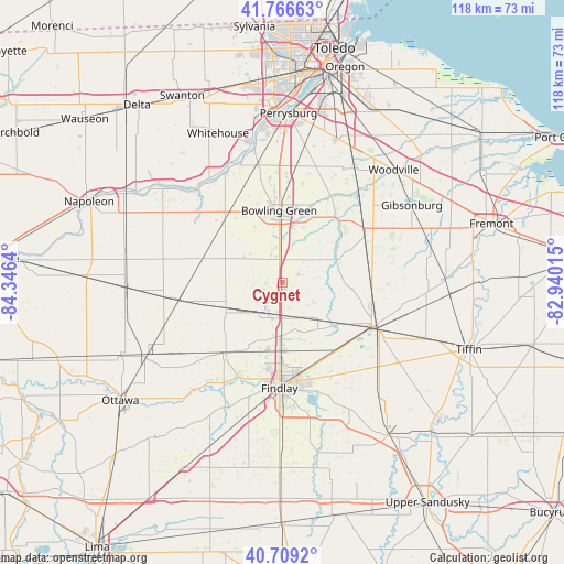 Cygnet on map