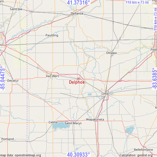 Delphos on map