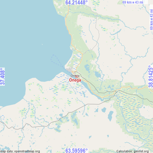 Onega on map