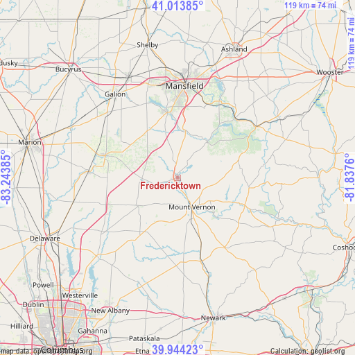 Fredericktown on map