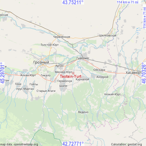 Tsotsin-Yurt on map