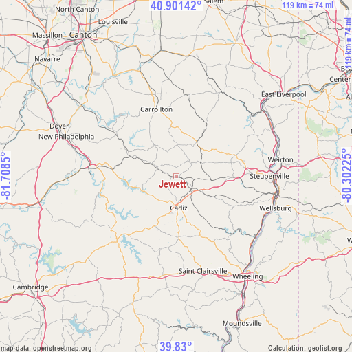 Jewett on map