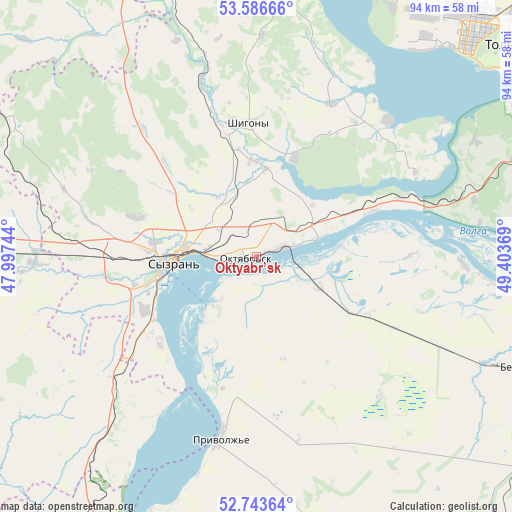 Oktyabr’sk on map