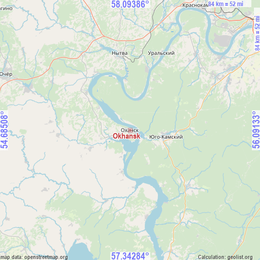 Okhansk on map