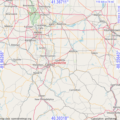 Louisville on map