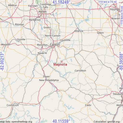 Magnolia on map
