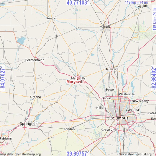 Marysville on map