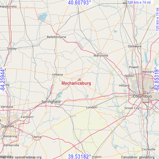 Mechanicsburg on map