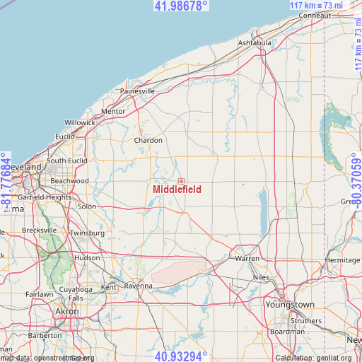 Middlefield on map