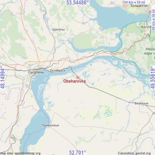 Obsharovka on map
