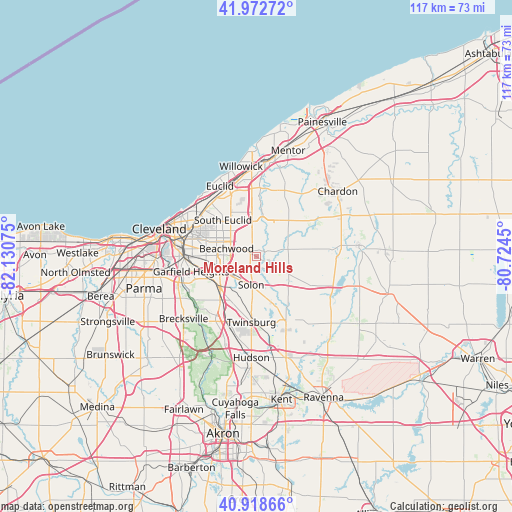 Moreland Hills on map