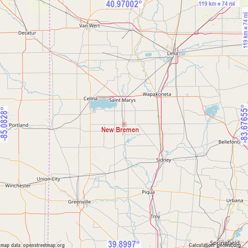 New Bremen on map