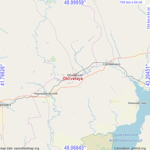 Oblivskaya on map