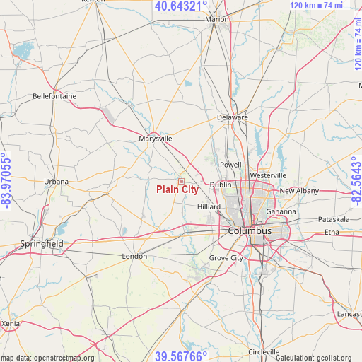 Plain City on map