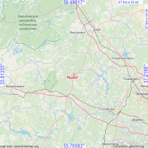 Nudol’ on map