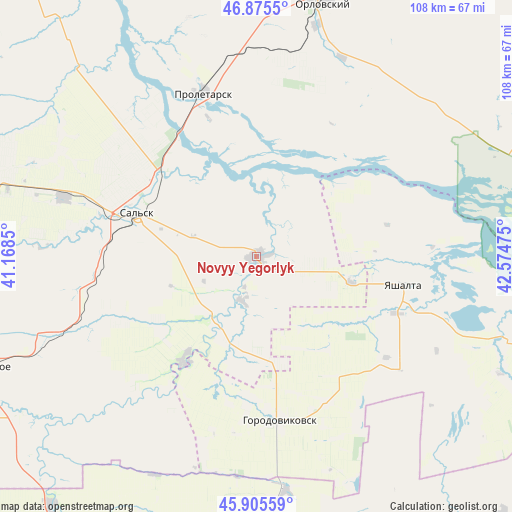 Novyy Yegorlyk on map