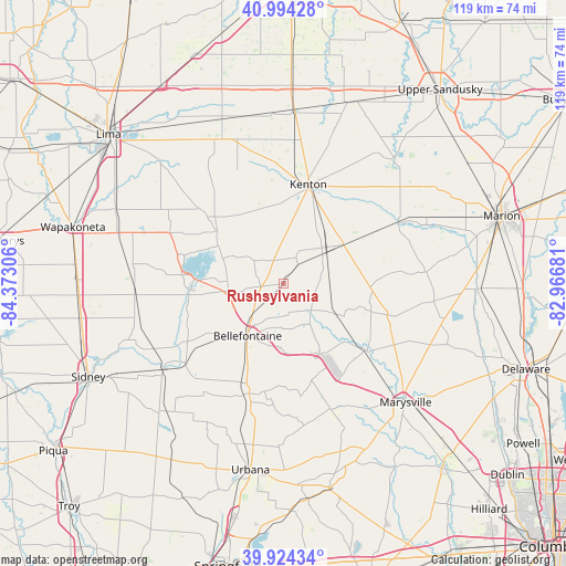 Rushsylvania on map