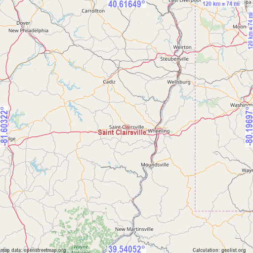 Saint Clairsville on map