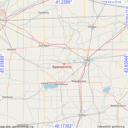 Spencerville on map