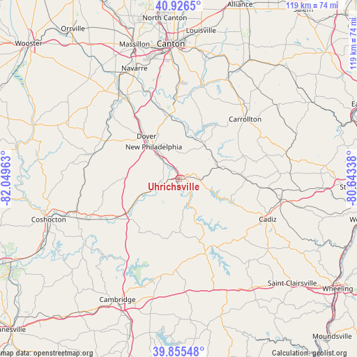 Uhrichsville on map