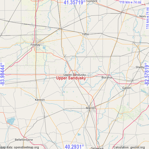 Upper Sandusky on map