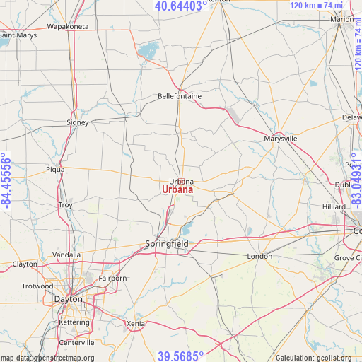 Urbana on map