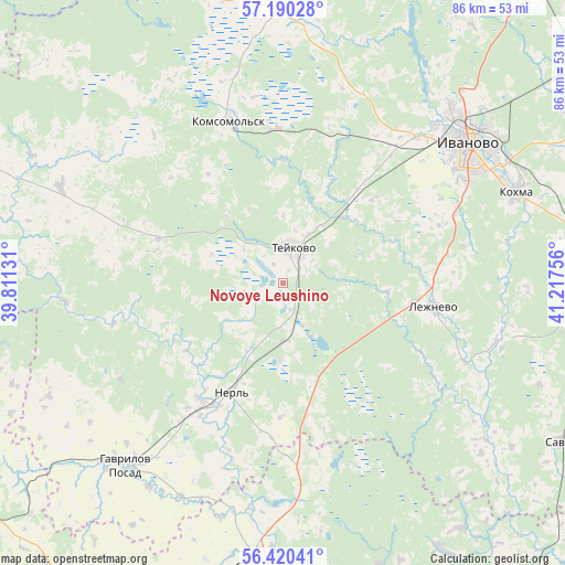 Novoye Leushino on map