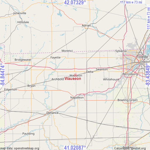 Wauseon on map