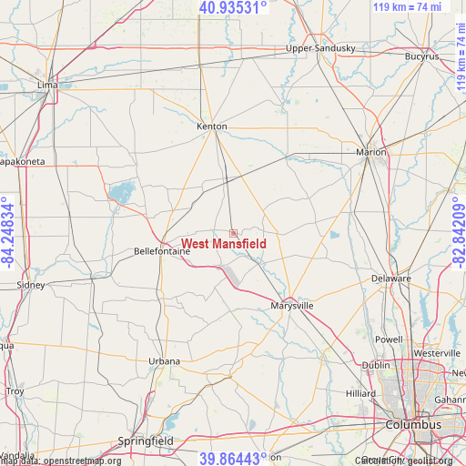 West Mansfield on map