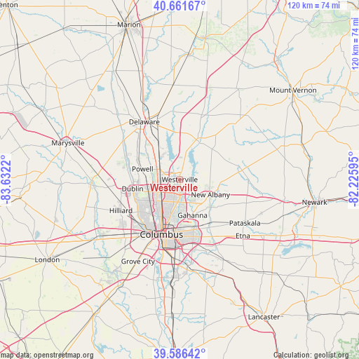 Westerville on map