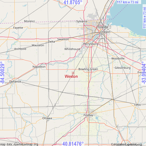 Weston on map