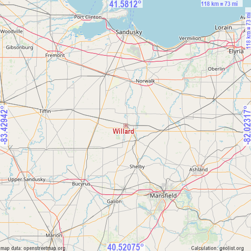 Willard on map