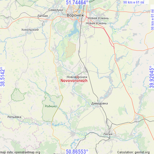 Novovoronezh on map