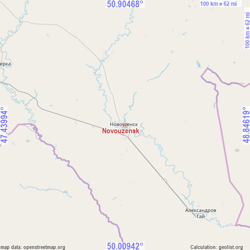 Novouzensk on map