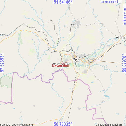 Novotroitsk on map