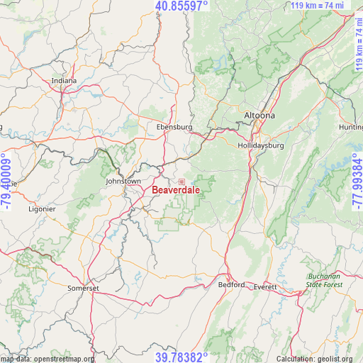 Beaverdale on map