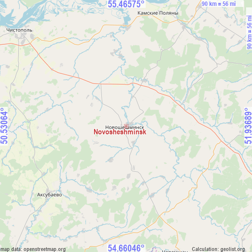 Novosheshminsk on map