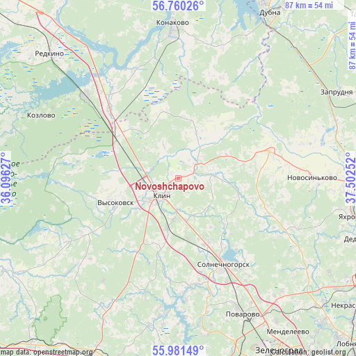 Novoshchapovo on map