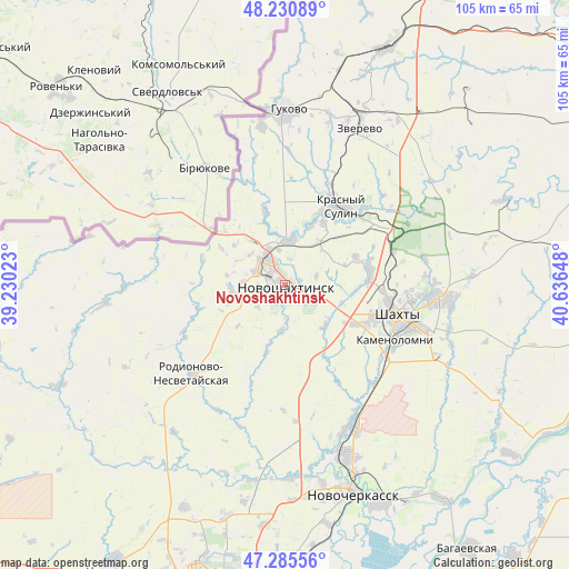 Novoshakhtinsk on map