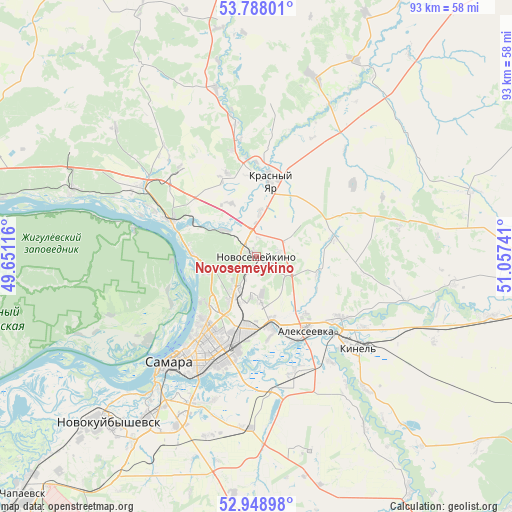 Novosemeykino on map