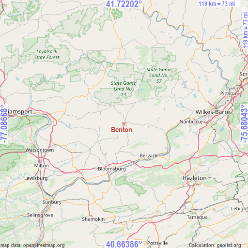 Benton on map