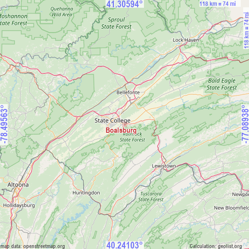 Boalsburg on map