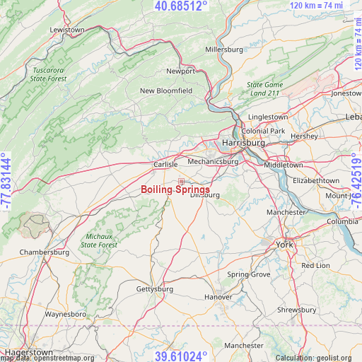 Boiling Springs on map