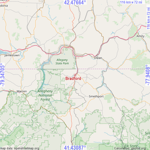 Bradford on map