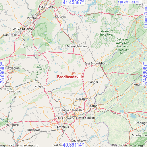 Brodheadsville on map