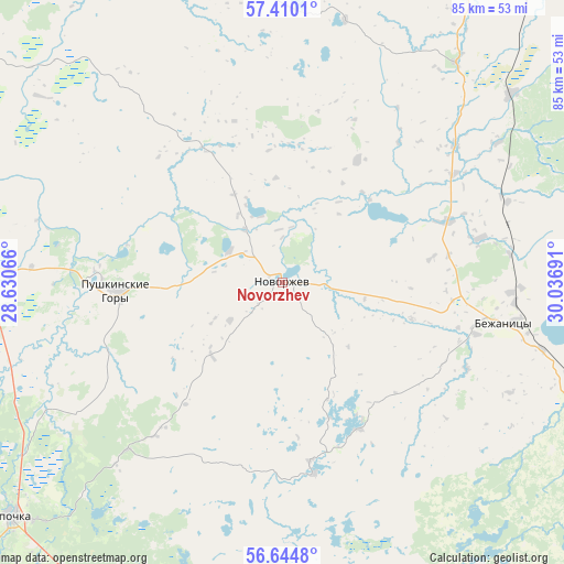 Novorzhev on map