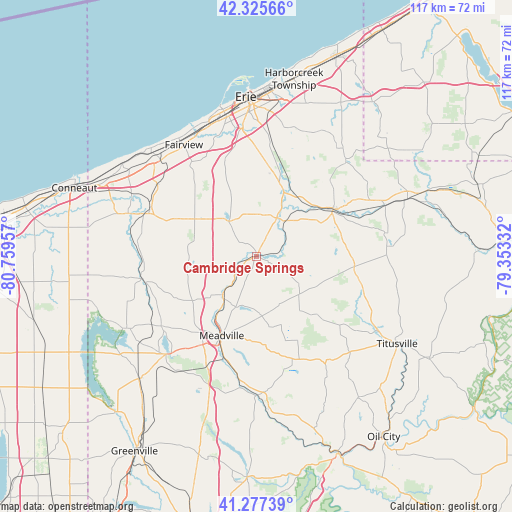 Cambridge Springs on map