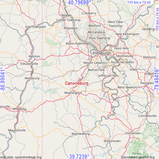 Canonsburg on map