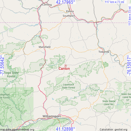 Canton on map